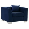 thumbnail image 2 of Velvet Accent Chair - Modern Living Room Seating, Blue Upholstery, Metal Legs, Comfortable Armchair, 2 of 5