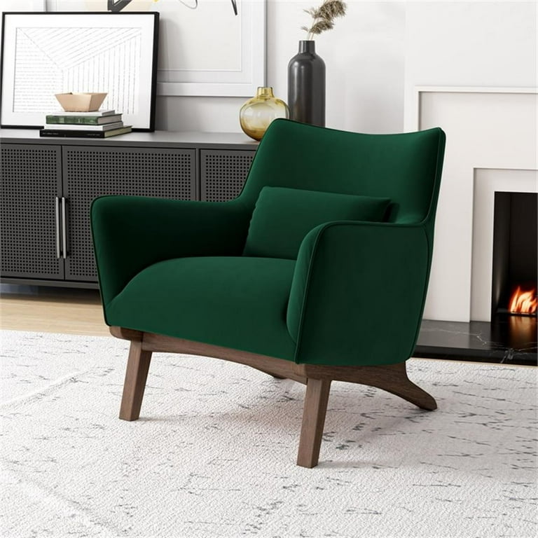 Gatsby Mid Century Modern Furniture Style Dark Green Velvet Accent Armchair ASH0853