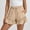 Beige, variant on JUSLIO Women's Shorts,Elastic Waist with Pockets High Waist Mid-Length Shorts,Ruffle,Black,Size L