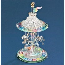 Glass Baron Handcrafted Glass Carousel Figurine with 22k Gold Accents QGM15133