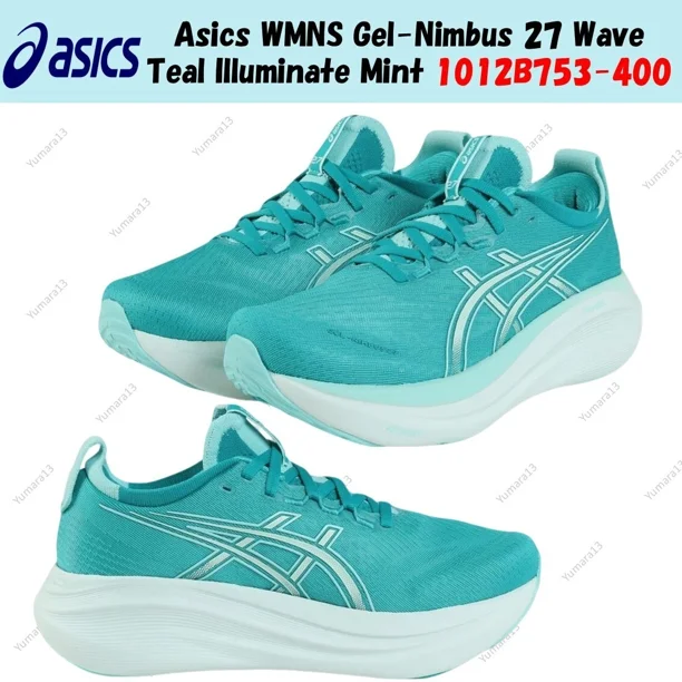 Asics WMNS Gel-Nimbus 27 Wave Teal Illuminate Mint 1012B753-400 Women's Size