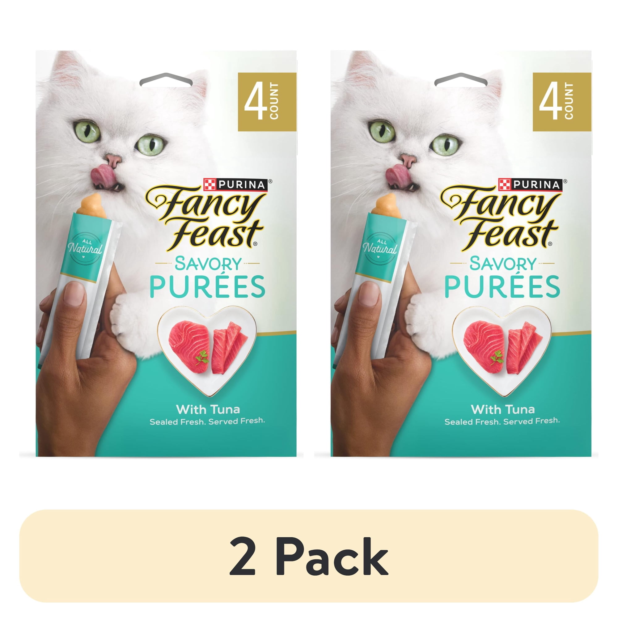(2 pack) Purina Fancy Feast Savory Purees With Tuna Lickable Cat Treats, 1.4 oz.