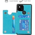 thumbnail image 4 of Pixel 5 Wallet Case with RFID Blocking Card Holder,Heart Floral Premium PU Leather Double Magnetic Buttons Stand Flip Wrist Strap Back Cover Case for Google Pixel 5 6.0 Inch,Heart Blue, 4 of 16