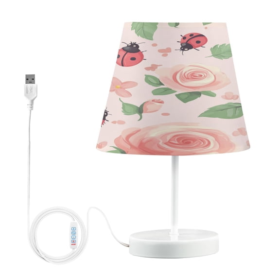 BZSMCE Table Lamp Creative Roses and Ladybugs Pattern Simple Pattern Night Light