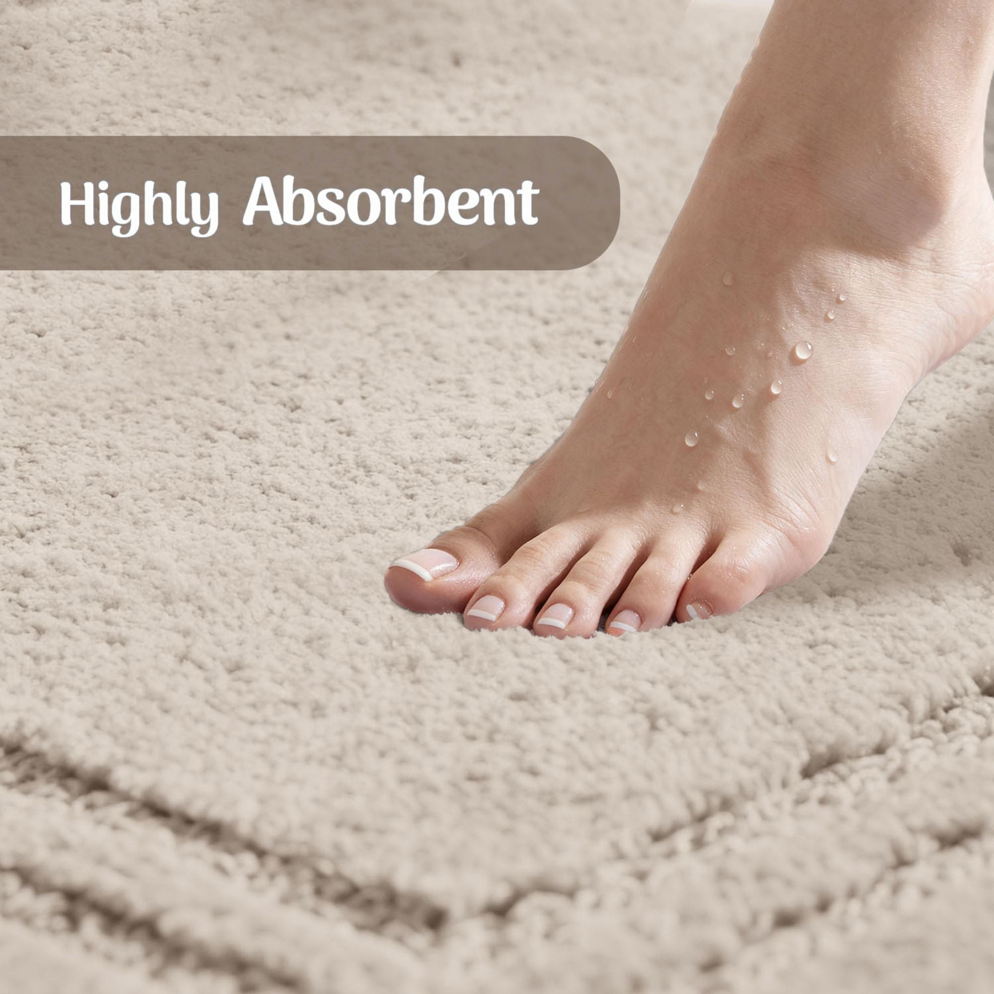 Superior Solid Bordered Cotton Washable Non-Slip Bath Rug, Runner Size, Stone