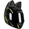 Motorcycle Helmet Men and Women Cat Ear Locomotive Motorcycle Full Face Helmet - Black Yellow,M