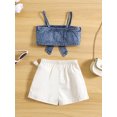 thumbnail image 3 of Bagilaanoe 2pcs Toddler Baby Girl Short Pants Set Sleeveless Denim Camisole Tops + Skirt Shorts 1T 2T 3T 4T 5T 6T Kids Casual Summer Outfits, 3 of 9