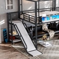 thumbnail image 5 of Bellemave Full Loft Bed with Storage Stairs & Slide, Heavy-Duty Metal Frame with Built-in Wardrobe, Storage Shelves, LED Lights, USB Charging Ports for Teens, Black, 5 of 11