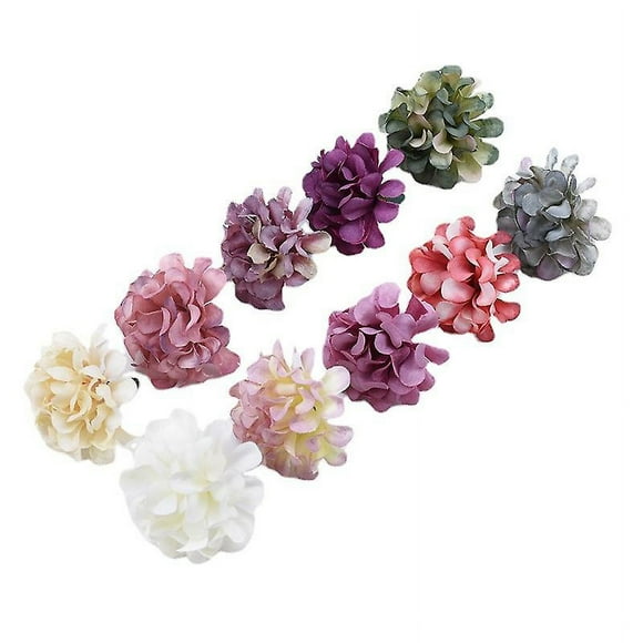 Set of 11 Pieces Artificial Flower Heads Handmade Fake Flower Heads in Multicolor Fabric for DIY Craft Decoration (11 Different Colors)