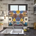 thumbnail image 4 of Yayeee Kitchen Curtains Tier Pair Light Filtering 27"x24" Rod Pocket Short Cafe Window Panel, Beige Flowers, 4 of 7