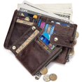 thumbnail image 4 of Men's Wallet Rfid Blocked Leather Wallet (brown) With Zippered Coin Pocket Credit Card Holder Anti-theft Wallet, 4 of 5