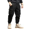 thumbnail image 4 of Men Breathable Ankle Banded Pants Drawstring Long Cargo Trousers, 4 of 7