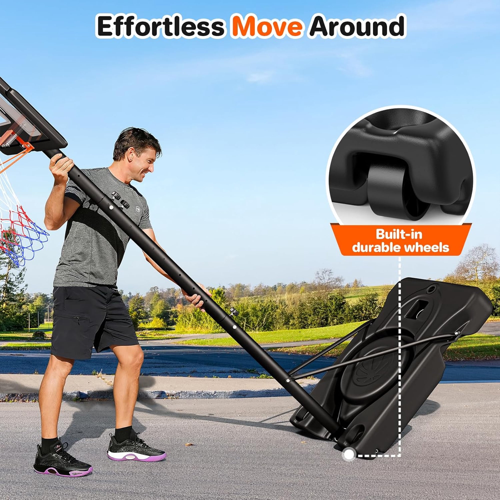 Tonbux Adjustable Basketball Hoop Outdoor 10FT, Basketball Portable Hoops & Goals, 44 Inch Backboard, for Kids, Youth, and Adults in The Backyard, Driveway
