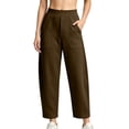 thumbnail image 2 of qelini Wide Leg Sweatpants Women Plus Size Pocket Elastic Waist Long Pants Solid Color Drawstring Pocket Lounge Pants Casual Joggers, 2 of 8