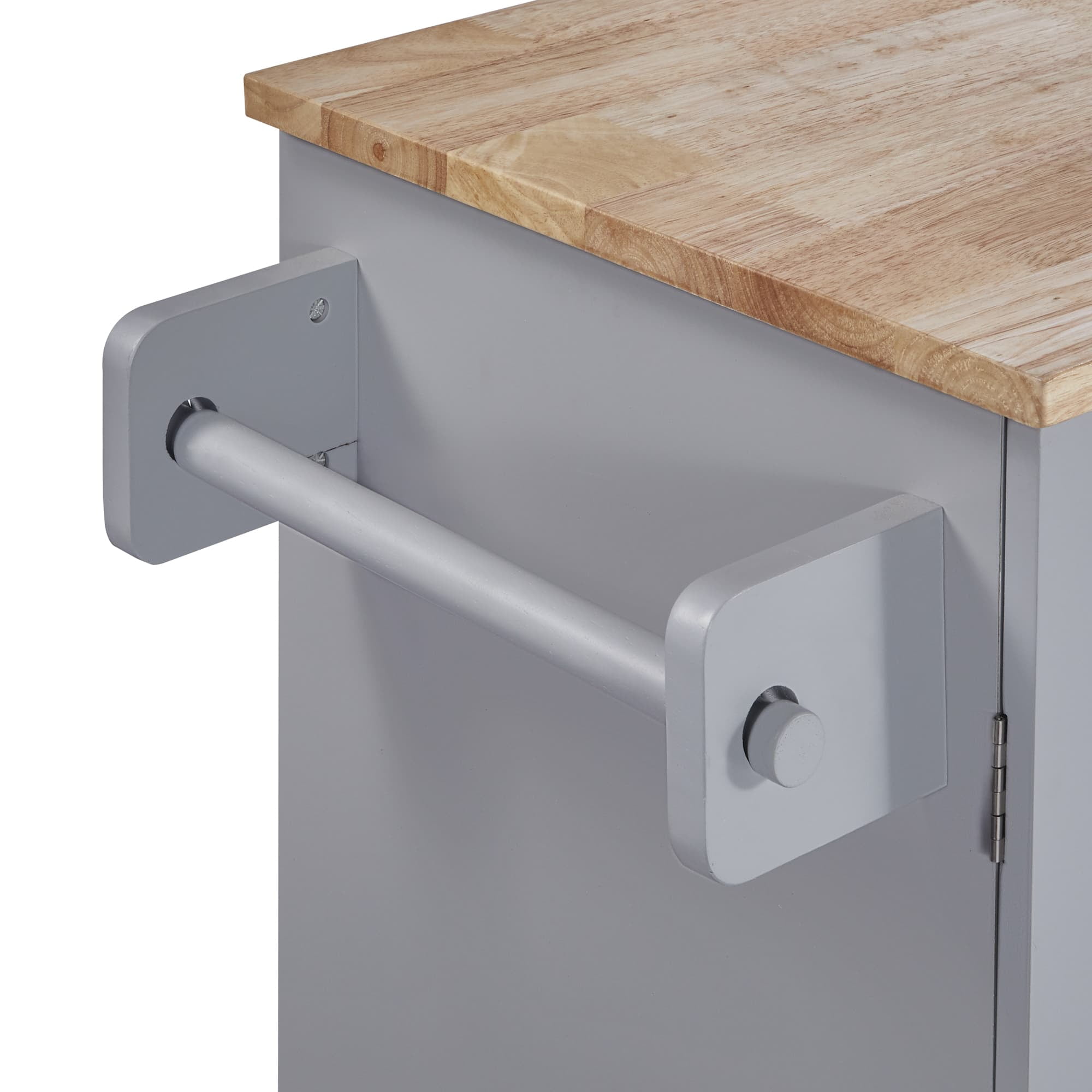 MAYEERTY Kitchen Island on Wheels with Spice Rack & Tower Rack, Gray