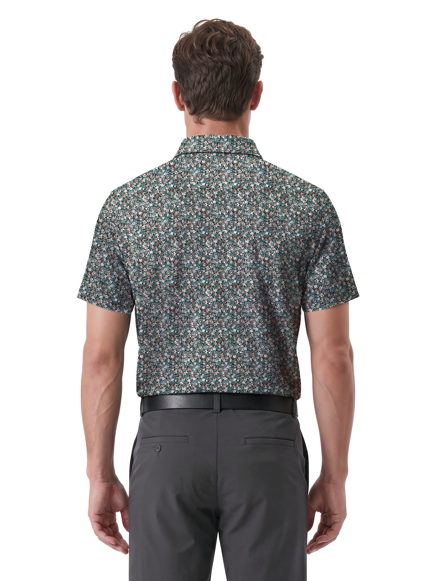 Ben Hogan Performance Men's & Big Men's Micro Floral Print Short Sleeve Polo Shirt, Sizes S-4XLT