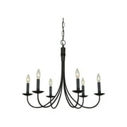 Chandeliers 6 Light Bulb Fixture With Black Finish Metal Candelabra 25" 360 Watts