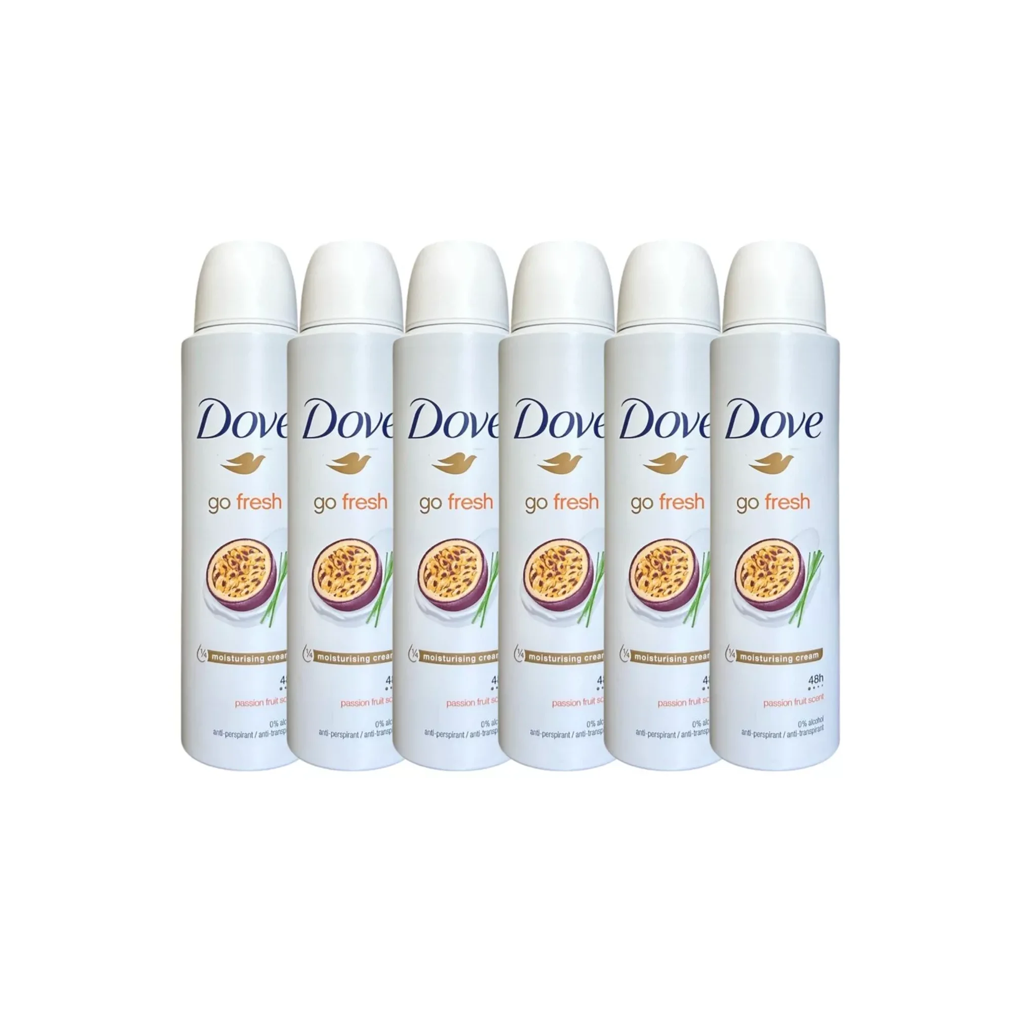 6 PK Dove Go Fresh Passion Fruit Antiperspirant Body Spray 150ml /5 oz