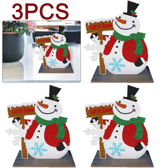 Diamantes Escritorio DIY Pintura Adorno Mesa (muñeco Nieve Navidad) 3 Uds.