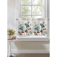 thumbnail image 3 of Half Window Curtains 24 Inches Long, Tulip Flower Window Treatment Curtain Drapes, Teal Brown Vintage Floral Plant Botanical Short Curtains Tiers for Kitchen Over Sink, 27.5"x24", 2 Panels, 3 of 7