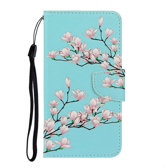 iPhone 13 mini Wallet Case, Colorful Pattern PU Leather Kickstand Card Slots Case Magnetic Shockproof Protective Slim Soft Flip Phone Case Cover For iPhone 13 Mini,Pear Flower