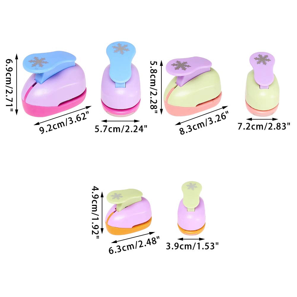 3pcs 3 Sizes Snowflake Shape Plastic Paper Punch Hole Puncher for Scrapbook Engraving Greeting Card Making DIY Craft Making Random Mixed Color
