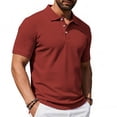 thumbnail image 3 of KLHDSF Men's Knit Polo Shirts Casual Short Sleeve Button Down Polo Shirt Classic Golf Shirts Wine XXXL, 3 of 7