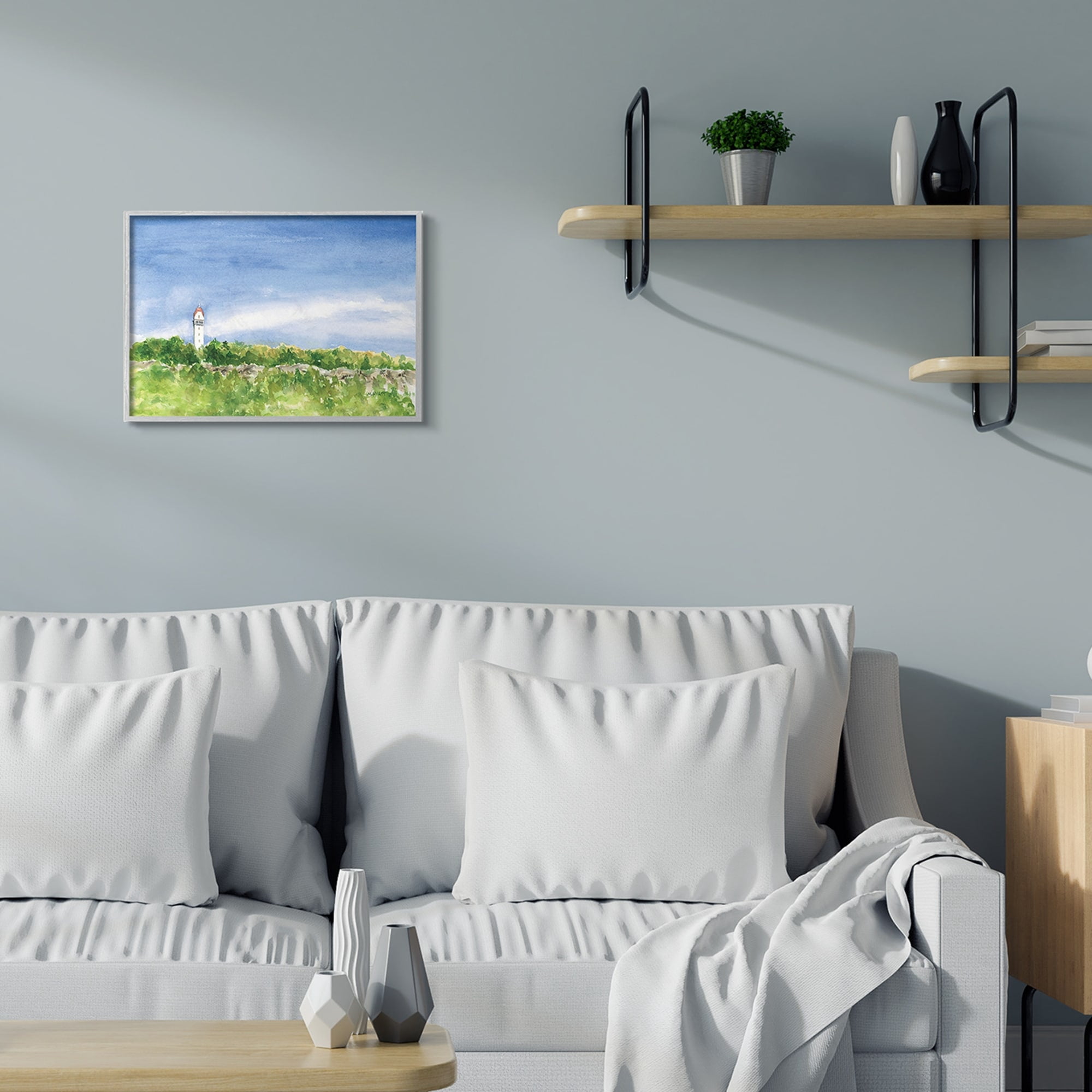 Stupell Industries Heublein Tower Forest Overlook Soft Watercolor Landscape Grey Framed, 11 x 14, Design by Melissa Hyatt LLC