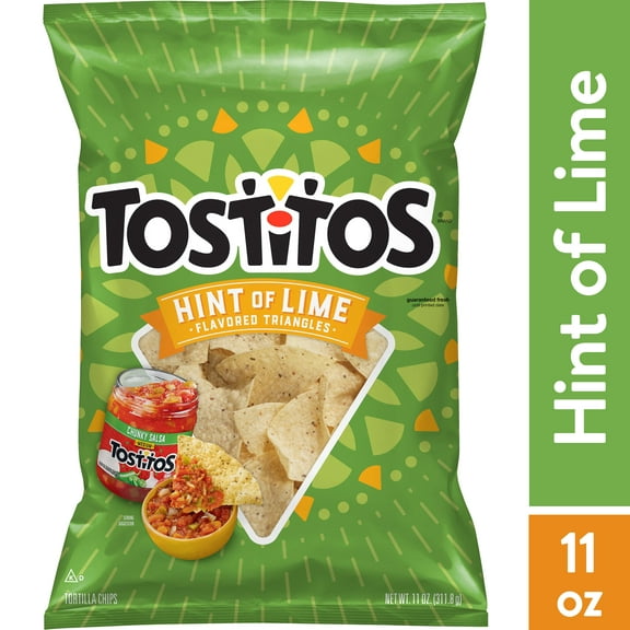 Tostitos Tortilla Chips, Hint of Lime, 11 oz Bag, Snack Chips