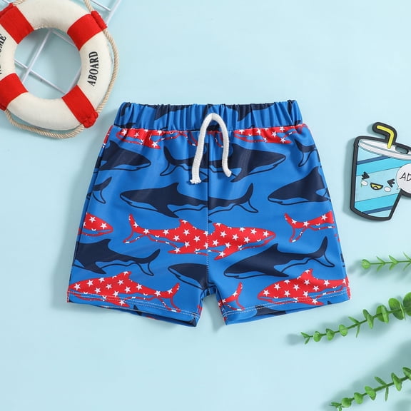 Baby Swimsuit Boy Toddler Boys Shark Print Swim Trunks Beach Shorts Baby Boy Bathing Suit Blue 6-12 Months