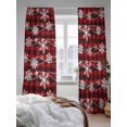 thumbnail image 3 of Christmas Snowflakes Sheer Curtains 108 Inch Long 2 Panels, Winter Blue Waves Retro Red Black Plaid Light Filtering Rod Pocket Semi Sheer Curtains, Sheer Voile Drapes for Living Room, 52"x108", 3 of 5