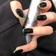 thumbnail image 1 of Uñas postizas cortas acrílicas negras $Uñas francesas con contraste en negro y verde $Parche para uñas postizas impermeable y extraíble, 1 of 5