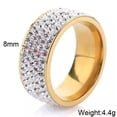 thumbnail image 6 of 8mm Titanium Steel 5 Rowes AAA CZ Band Men Womens 18k Gold Plated Ring Size 6-12, 6 of 6