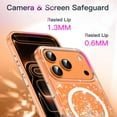 thumbnail image 6 of JETech Glitter Case for iPhone 17 Pro Max 6.9-Inch Compatible with MagSafe, Clear Cute Bling Sparkle for Women and Girls, Shiny Shockproof Magnetic Sparkly Phone Cover (Orange), 6 of 6