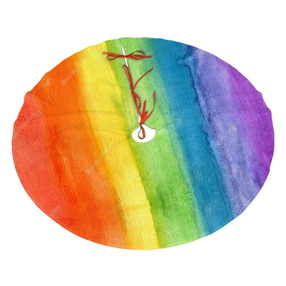 Abstract Striped Rainbow Christmas Tree Skirt for Xmas Holiday Home Decor Farmhouse Decorations Indoor 48"