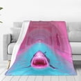 thumbnail image 1 of Fotbe Pink Shark Pool Fantasy Manta de Franela Acolchonada con Estampado, Súper Suave y Esponjosa, Extra Grande para Sofá, Cama, Uso Todo el Año-40"x30", 1 of 7