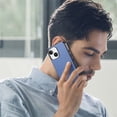 thumbnail image 3 of Designed for iPhone 14 Classic Case, Slim Leather Luxury Business PU Non-Slip Texture Grip Shockproof Bumper Protective Phone Cover Men Women For iPhone 14,Blue, 3 of 8