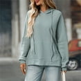 thumbnail image 2 of ManxiVoo Women's Waffle Knit Hoodie Long Sleeve Pullover with Pocket Casual Oversized Top XL Size, 2 of 7