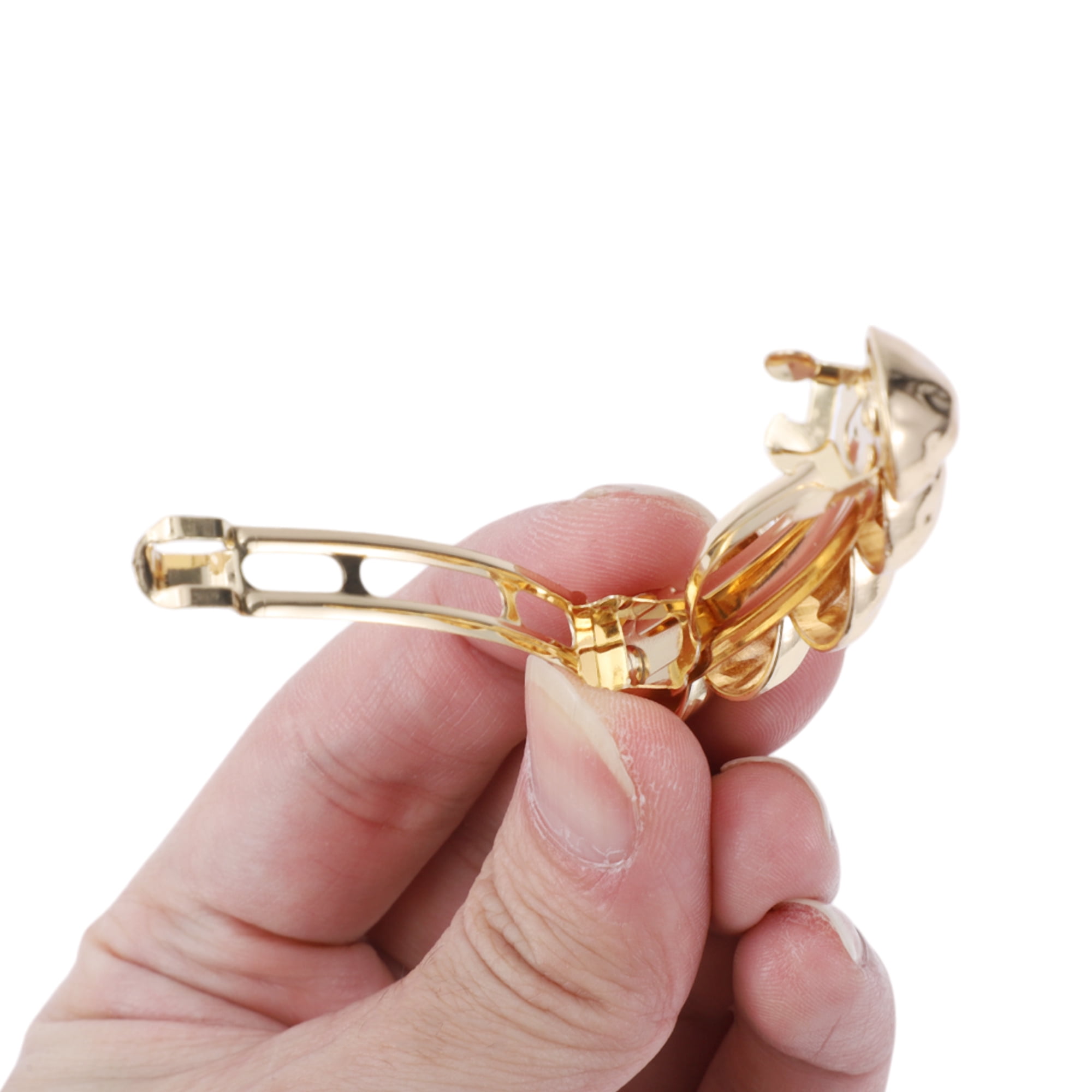 Unique Bargains Elegant Round Hair Clips for Home Use with Gold Tone Design