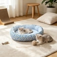 thumbnail image 2 of Premium Floral Pet Bed - Aesthetic Anti-Anxiety Calming Cat Bed - Soft Flower Print for Small Pets, All Season, 2 of 6