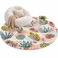 Prickly Pear Cactus Area Rug 8', Non-Slip Washable Round Indoor rug ...