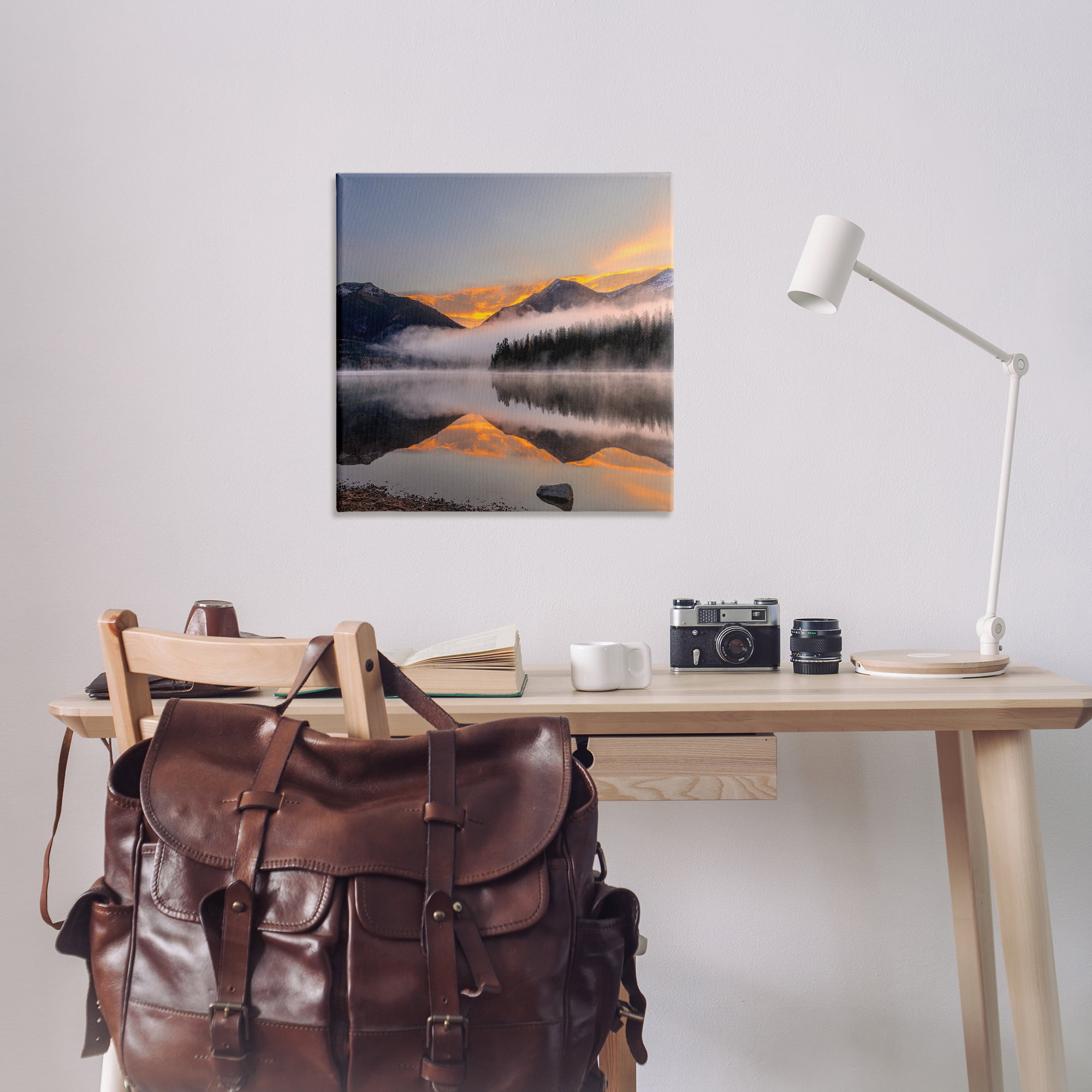 Stupell Industries Orange Sunset Lake Reflection Landscape & Nature Photography Wrapped Canvas Art Print Wall Art, 30 x 30