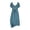 04 Blue, variant on Western Dress for Women V Neck Puff Sleeve Lace Up Vintage Knee Length High Low Cowgirl Dress Flowy Ruffle Summer Beach Vacation Dress, S-2XL