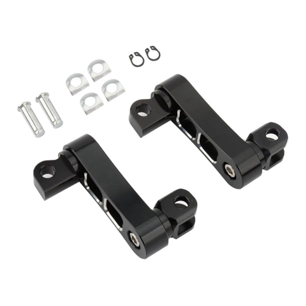 Extensiones de estriberas para pasajeros de motocicleta Sunnimix soporte de abrazadera de clavija de pie ajustable y tornillos Negro y Argenta Punta del pedal de freno