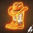 thumbnail image 1 of Letrero decorativo de neón ZLOOREE con forma de bota y sombrero de vaquero regulable, 1 of 8