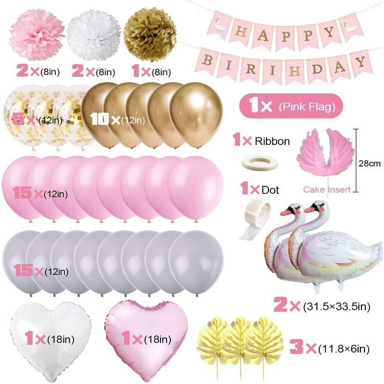 18in Happy Birthday with Swan Balloon 18in Happy Birthday with Swan Balloon
