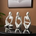 thumbnail image 3 of PEACNNG Home Decor Thinker Statue Living Room Decorations Abstract Art Sculpture Set of 3 Resin Collectible Figurines for Office Table Shelf Decor (White), 3 of 5