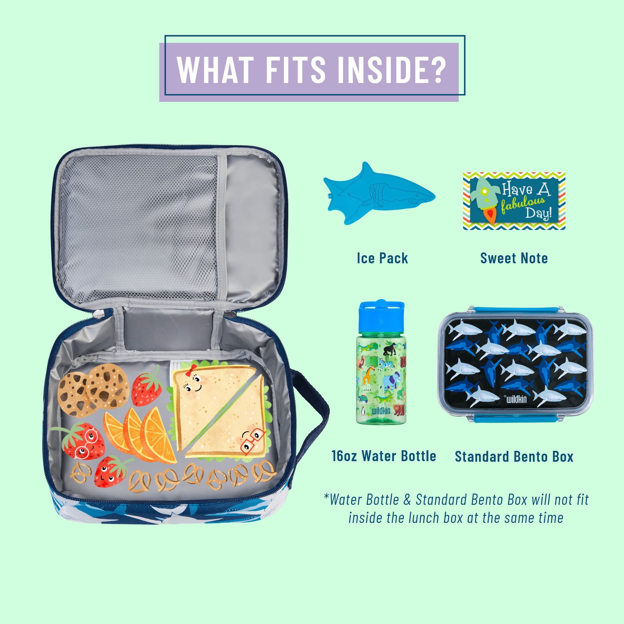 Wildkin Kids Recycled Eco Lunch Bag for Boys and Girls (Sharks)