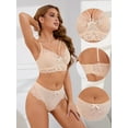 thumbnail image 3 of Unique Bargains Women's 3pcs Cross Straps Bralette and Panty Sets Lingerie Sets B 40 Beige, 3 of 6