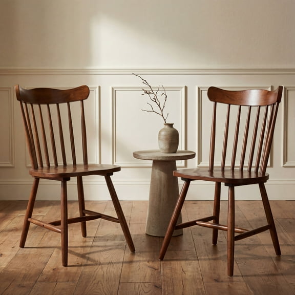 SAFAVIEH Reeves Contemporary Dining Chair, Walnut, Set of 2 (17 in. W x 19 in. D x 34 in. H)